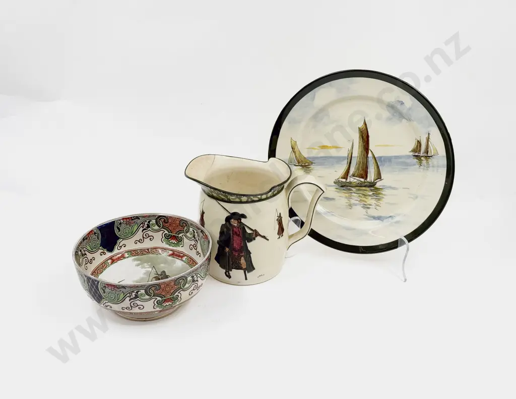 Royal Doulton Series Ware Noke Issac Walton Ware Bowl & Jug With Other Plate Image 1++