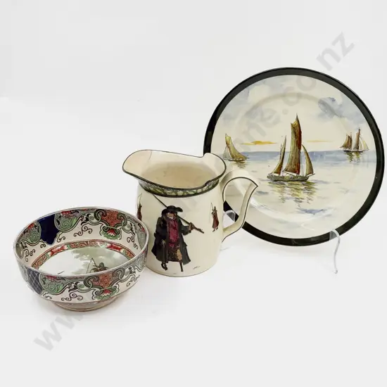 Royal Doulton Series Ware Noke Issac Walton Ware Bowl & Jug With Other Plate