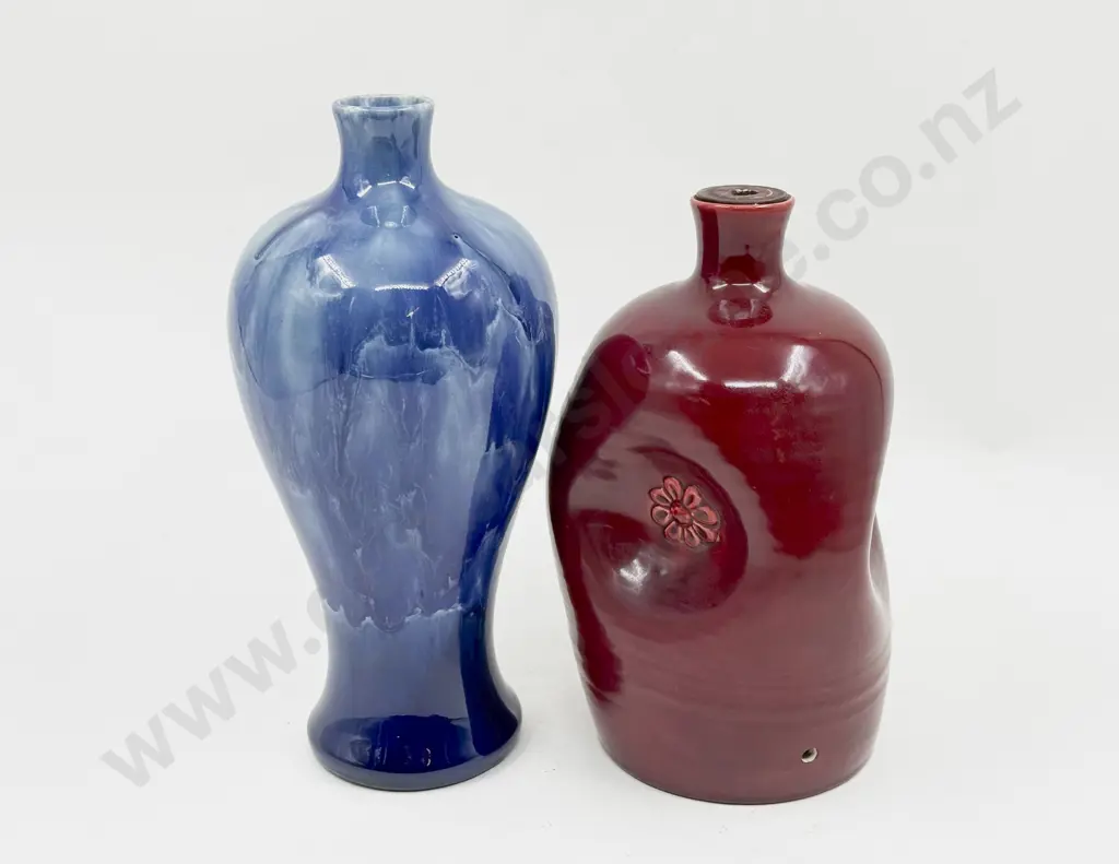Two Studio Pottery VAses Mei Ping & Other Converted To Lamp Base Image 1++