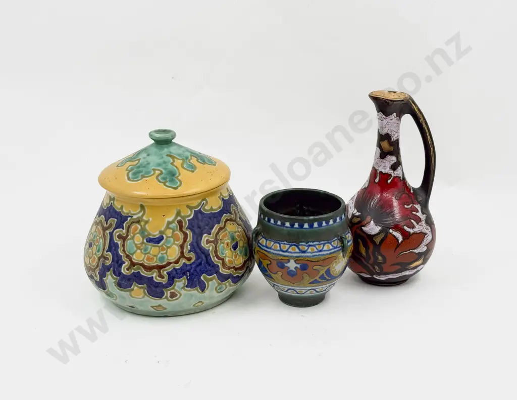 Early C20th Gouda Holland Schoohoven 163 Covered Urn Image 1++