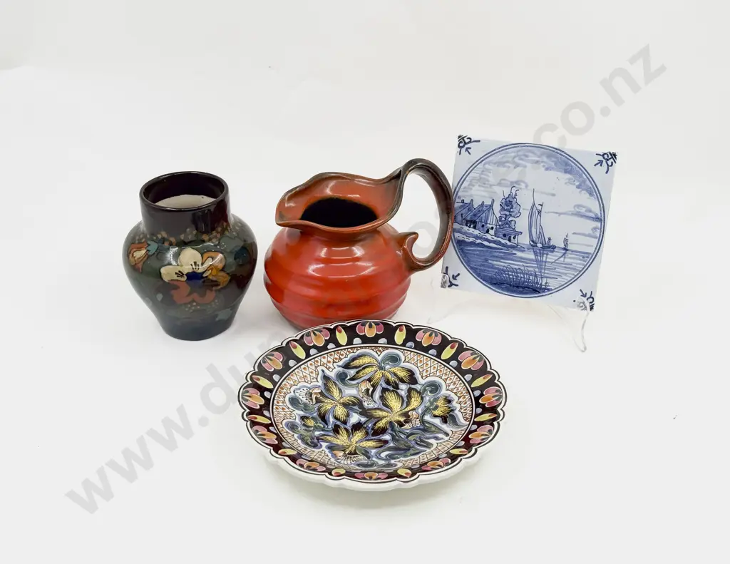 Mixed Lot Dutch Dish Jug Tile & Gouda Type Vase Image 1++