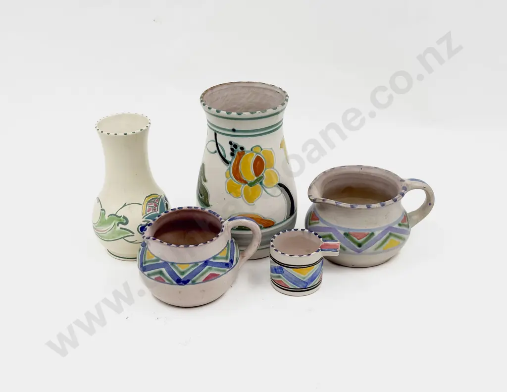 Five Various Pieces Collard Honiton Hand Painted Pottery Image 1++