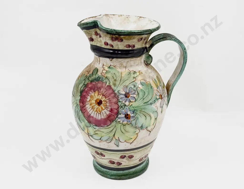 Large Decorative Italian Pottery Ewer Image 1++