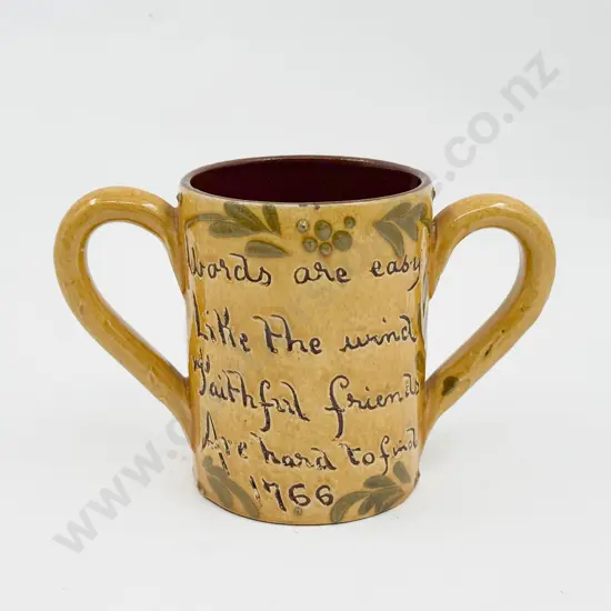 Exeter Pottery Motto Ware Loving Cup