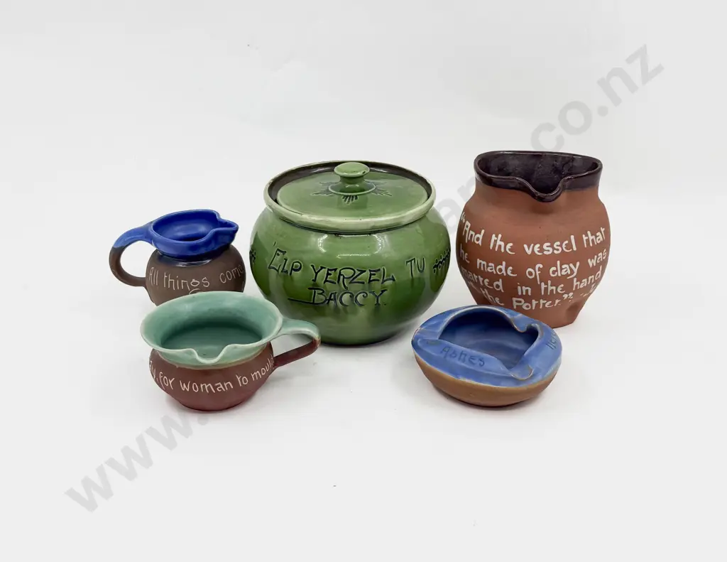 Brannum Pottery & Other  Five Various Pieces of Motto Ware Image 1++
