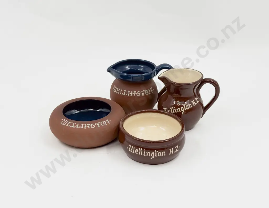 Four Pieces Brannum Terracotta Wellington Souvenir Ware Image 1++