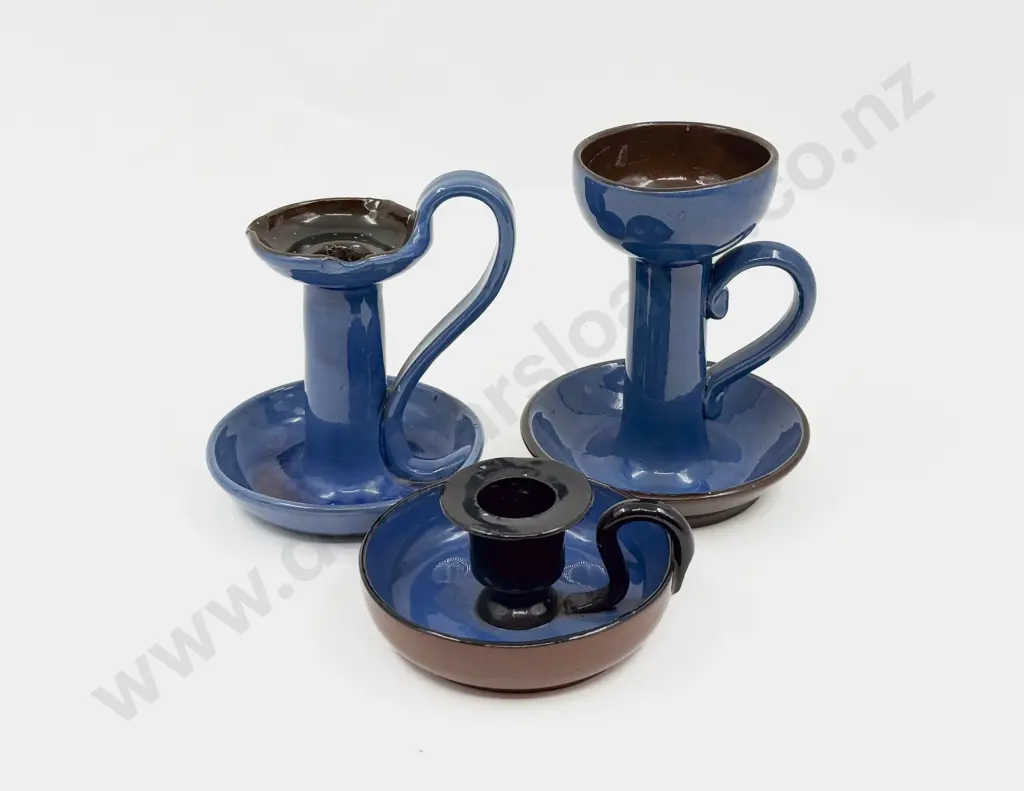 Three Brannum & Other Pottery Chamber Sticks Image 1++