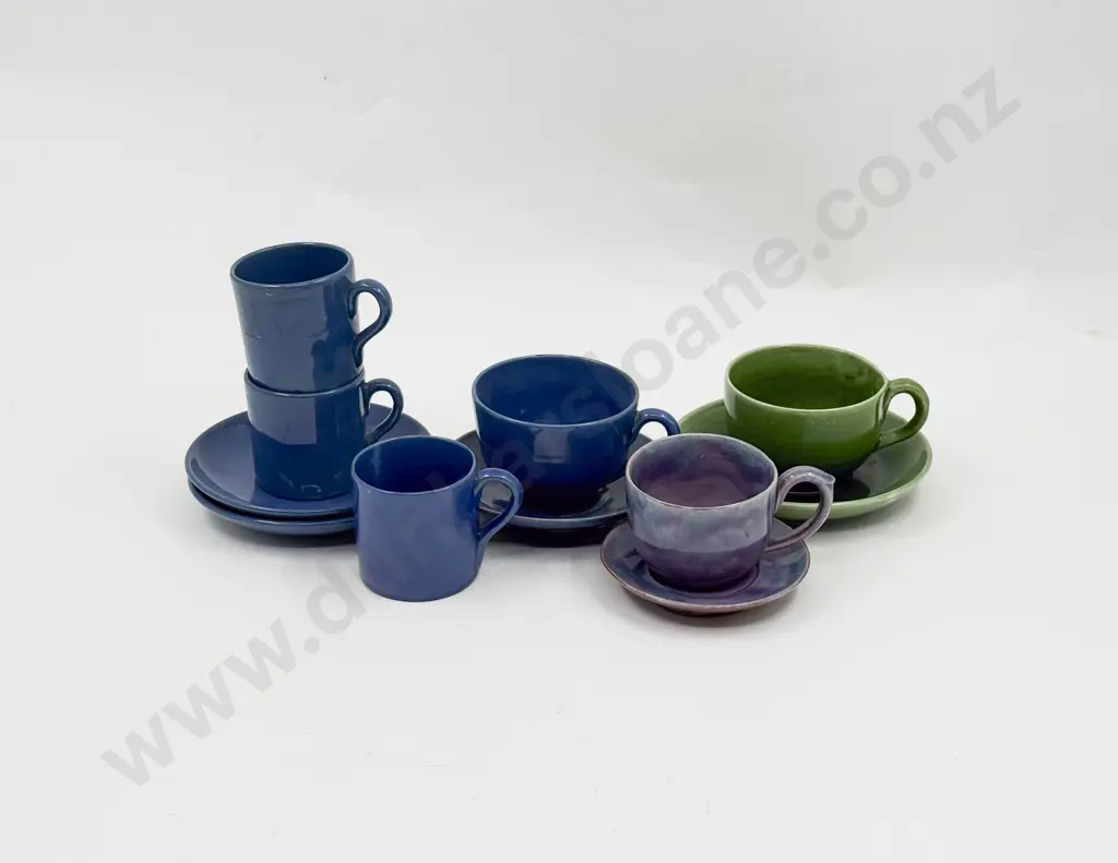 Five Brannum Potter Cups & Saucers With Odd Cup Image 1++