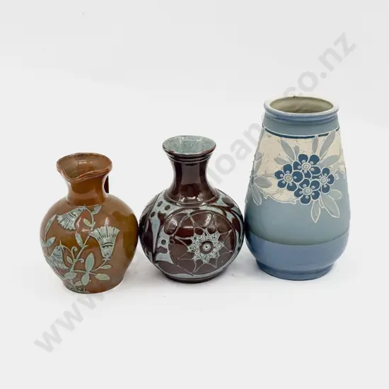 Three Brannum Pottery Decorated Vases