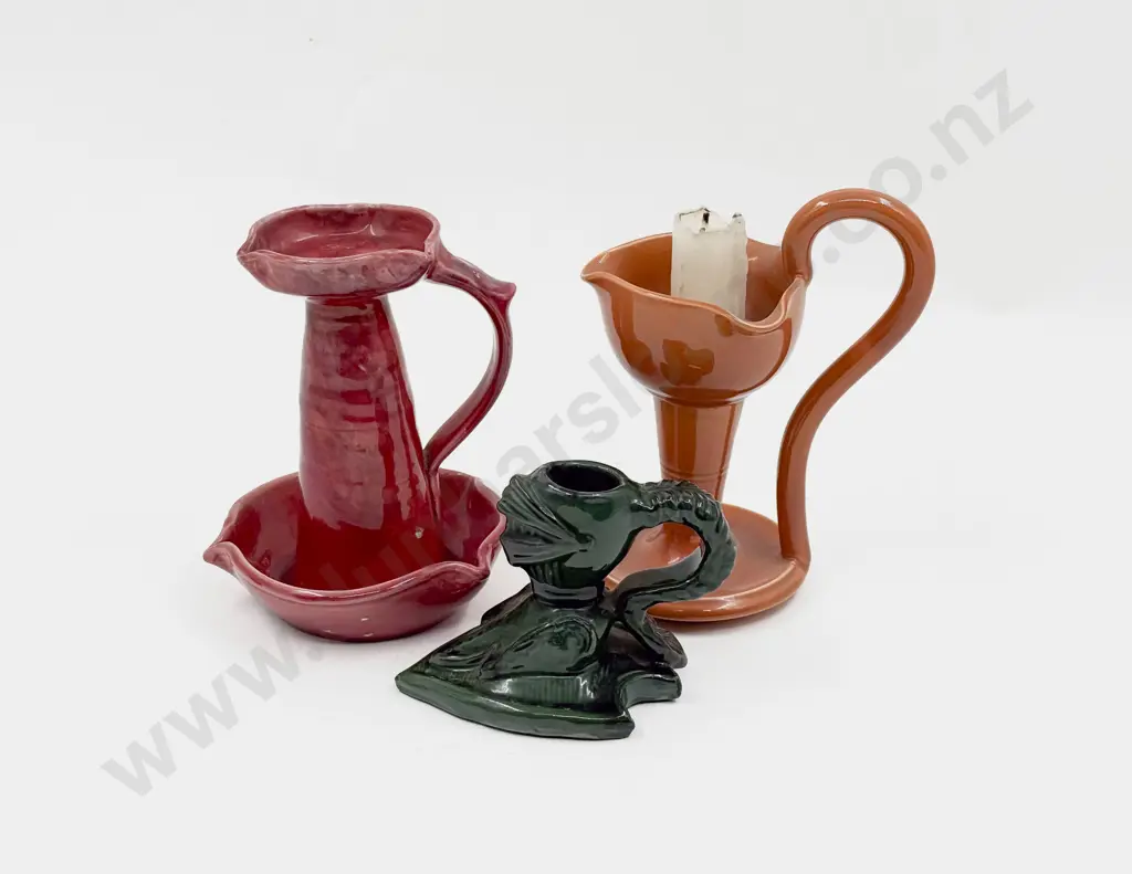 Three Various English Pottery Chamber Sticks Image 1++