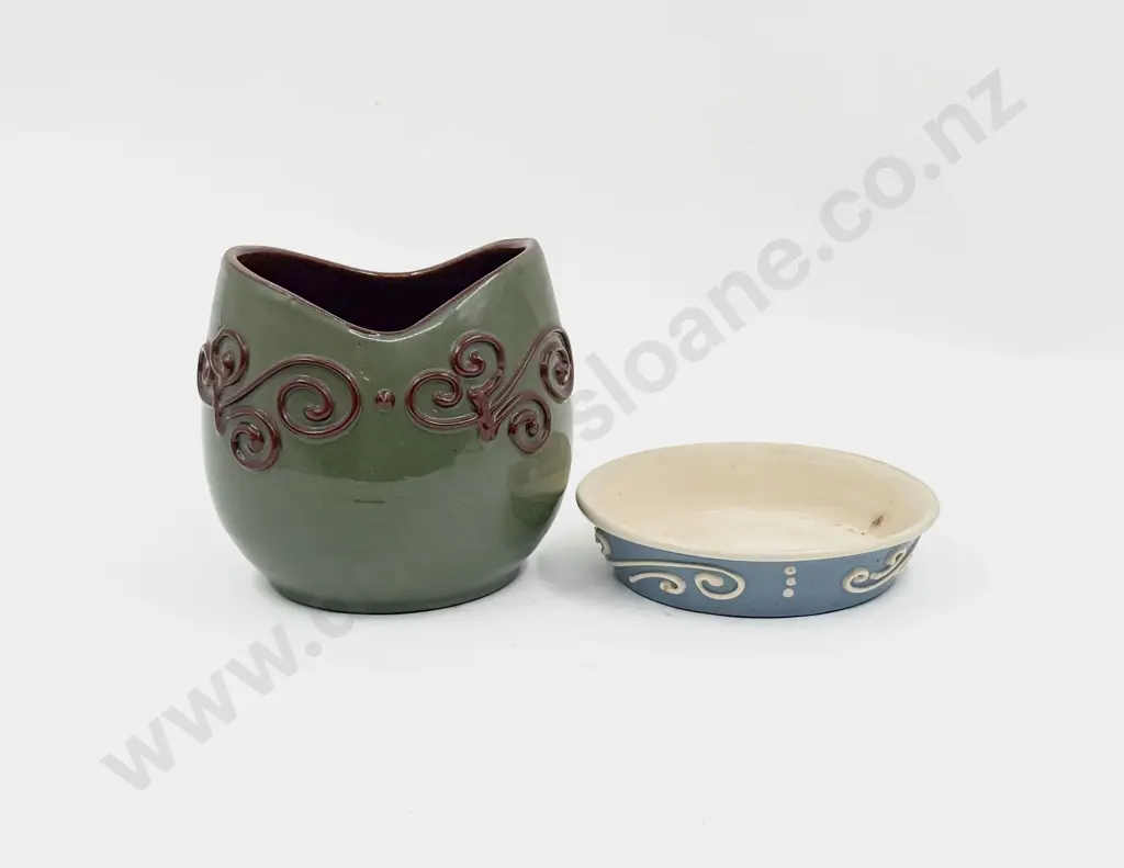 Brannum Pottery Vase & Dish Image 1++