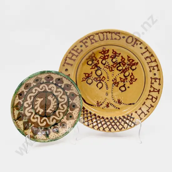 Glazed Terracotta Motto Ware Fruit Dish & Other