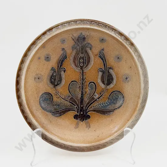 Early C20th Salt Glaze Stylised Decoration Wall Plate