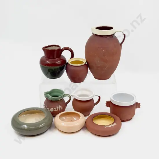 Brannum Pottery & Other Nine Mainly Glazed Terracotta Pots