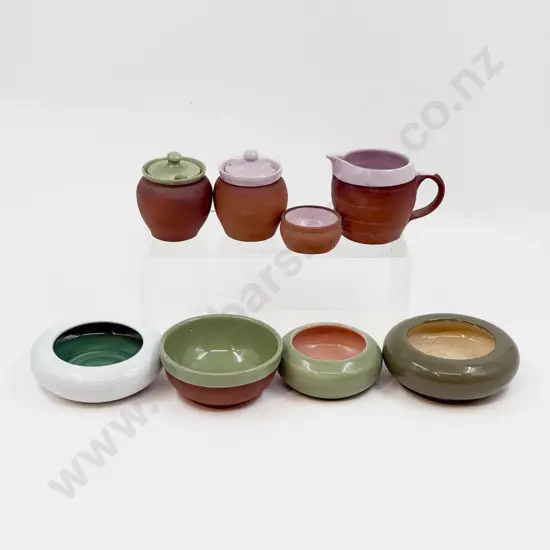 Brannum Pottery & Other Eight Mainly Glazed Terracotta Pots