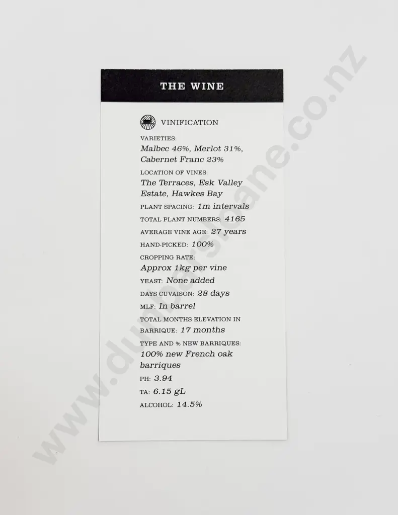 1 Bottle NZ 2014 Heipipi Esk Valley The Terraces Malbec Merlot Cabernet Franc Image 1++