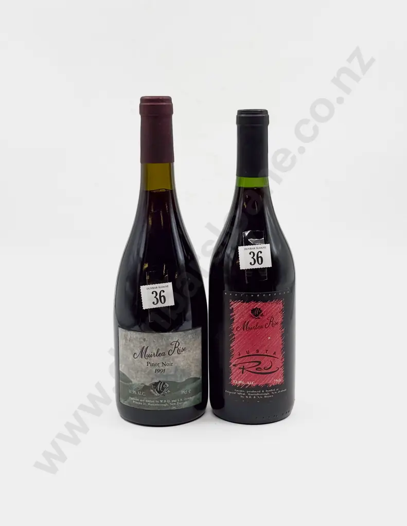 1 Bottle NZ 1991 Martinborough Muirlea Rise Pinot Noir & 1 Bottle NZ Muirlea Rise Justa Red Image 1++