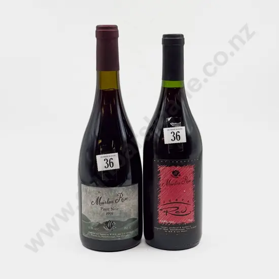 1 Bottle NZ 1991 Martinborough Muirlea Rise Pinot Noir & 1 Bottle NZ Muirlea Rise Justa Red
