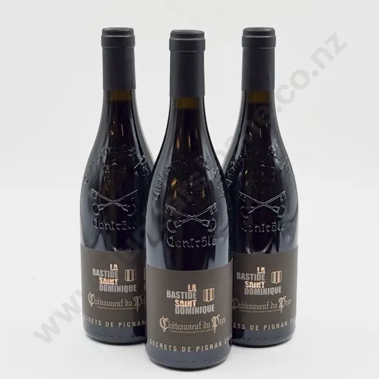 3 bottles French 2016 La Bastide Saint Dominique “SECRETS de PIGNAN” Chateauneuf-du-Pape