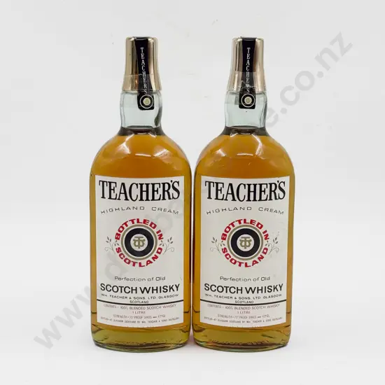 2 Bottles Teachers HIghland Cream Scotch Whisky 1l