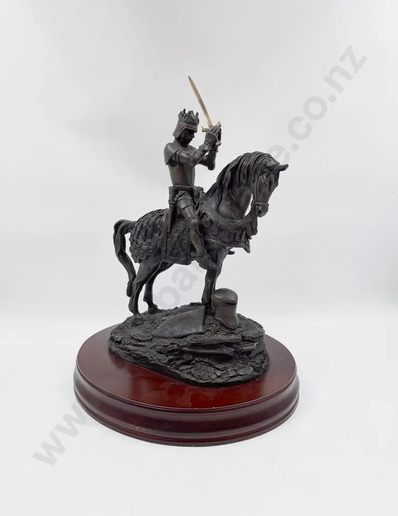 Spelter Figure of Medieval Knight & Horse Image 1++