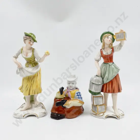 Vintage Cowboy Nodder Together with Two German Figures