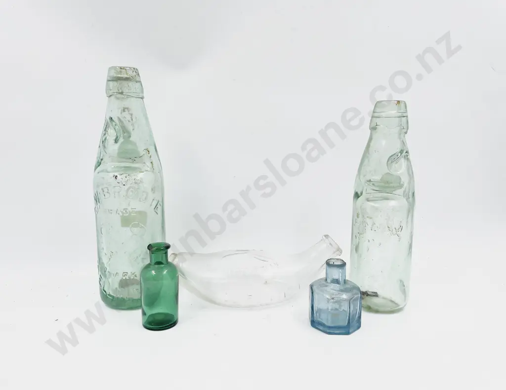 Small Quantity of Assorted Vintage Glass Bottles together with Scale & Weights Image 1++