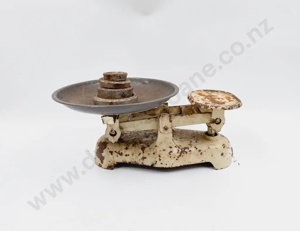 Small Quantity of Assorted Vintage Glass Bottles together with Scale & Weights Image 1++