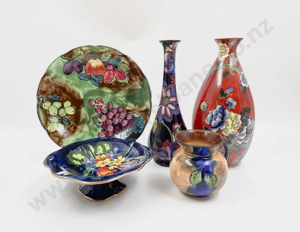 Stanley Ware Vase together with Lustre Vase & Three Others Image 1++