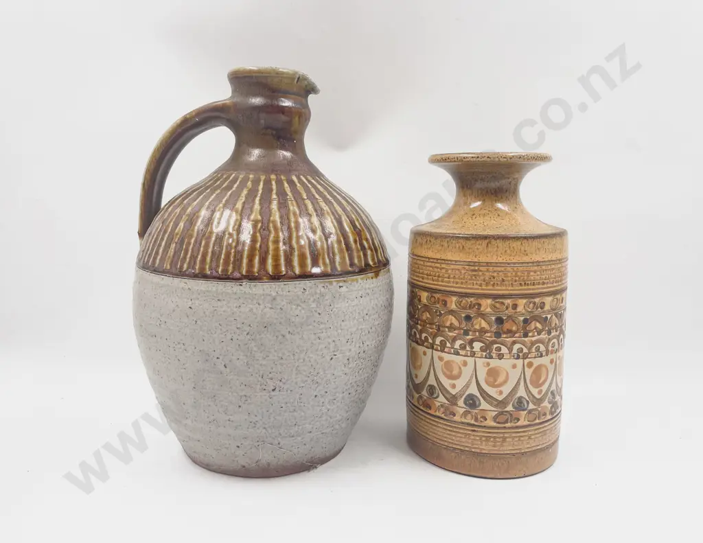 Denby Stoneware Vase together with Pottery Jug Image 1++