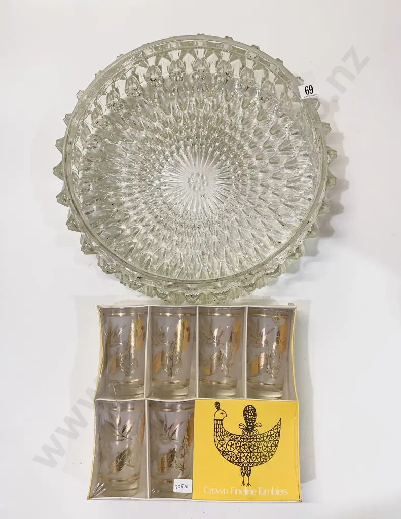 Vintage Glass Light Shade together with Boxed Set of Glasses Image 1++