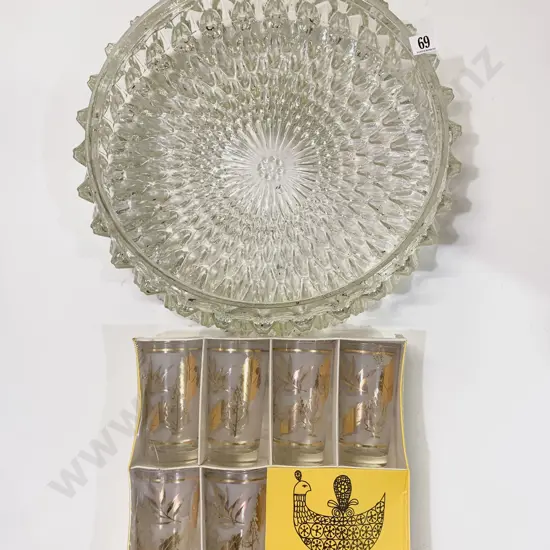 Vintage Glass Light Shade together with Boxed Set of Glasses