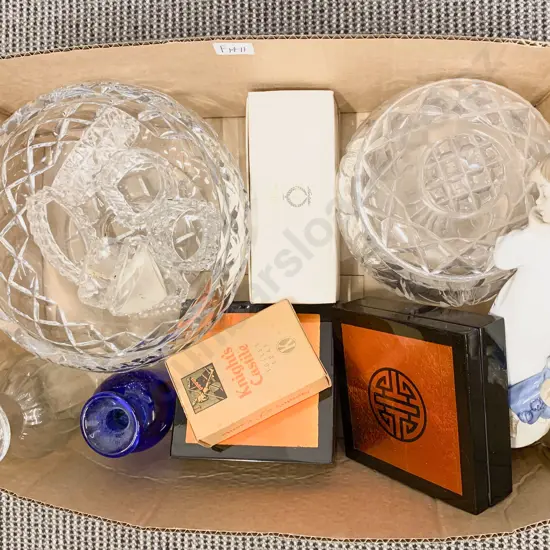 Quantity of Assorted Glassware & Crystal together with Figure & Coasters