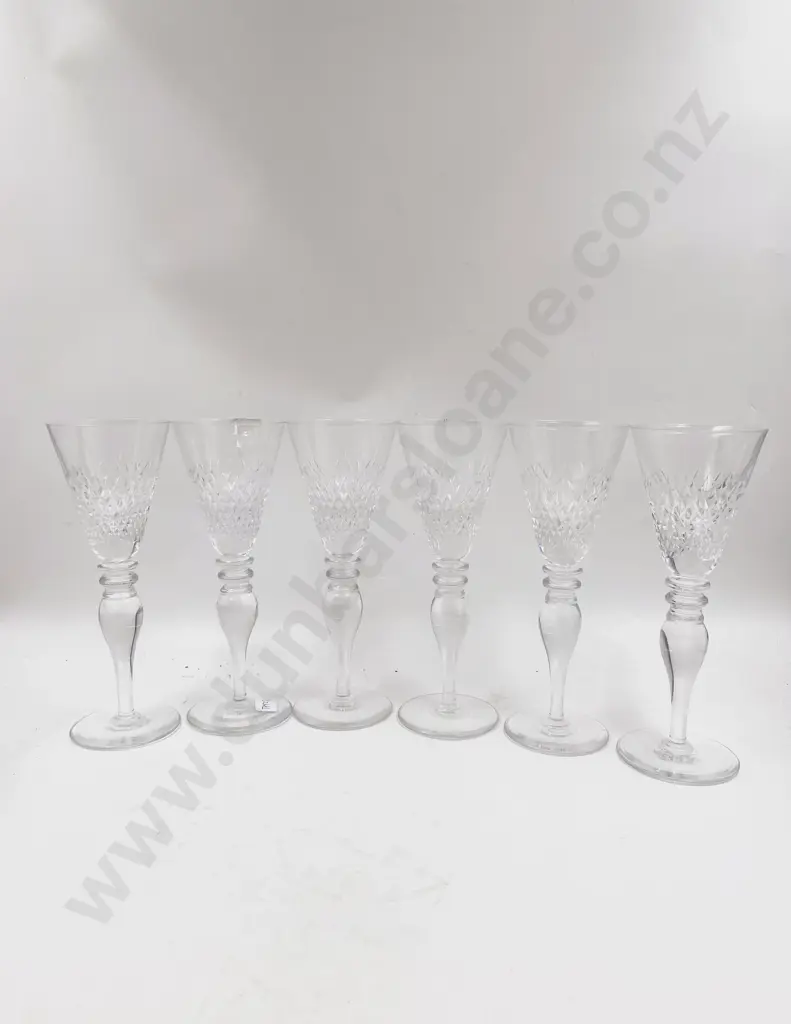 Set of Six Crystal Champagne Flutes Image 1++