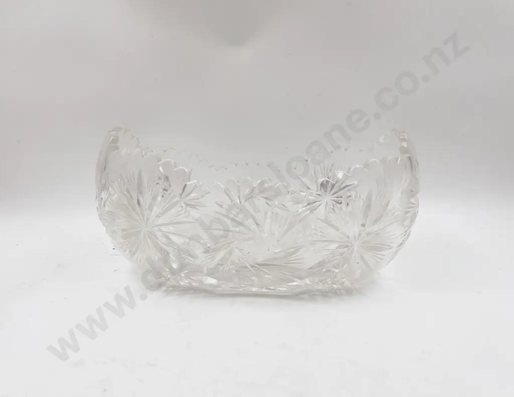 Crystal Decanter with Six Small Tumblers & Pressed Glass Bowl Image 1++