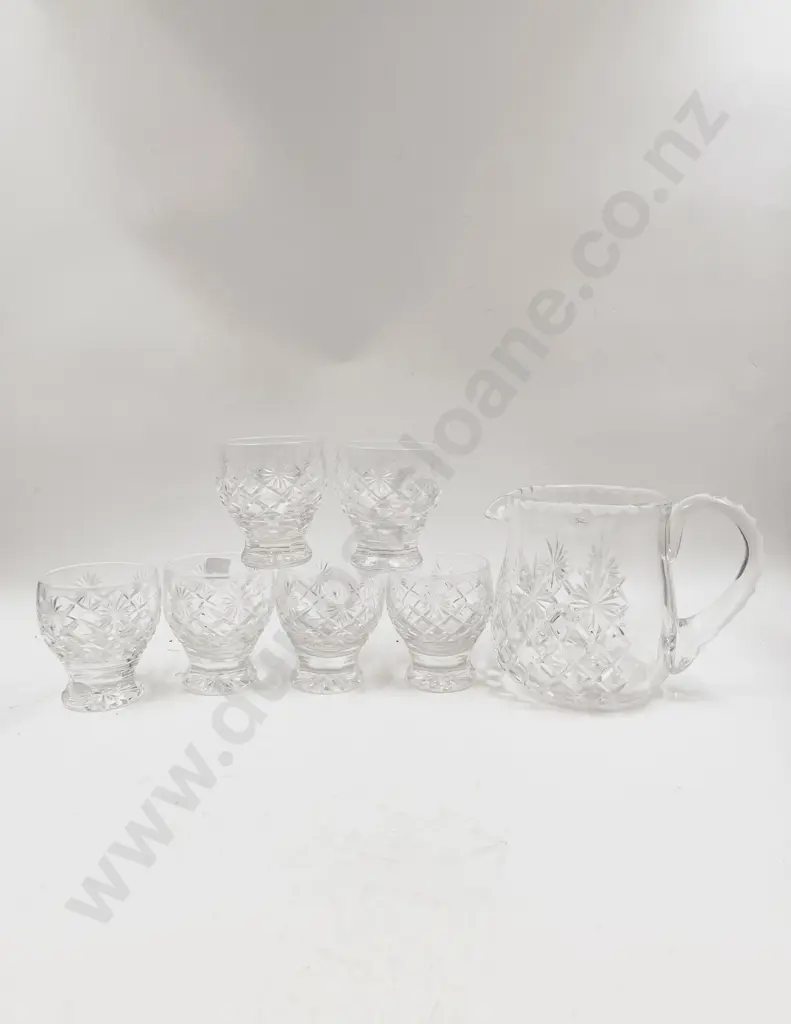 Crystal Jug & Six Crystal Glasses Image 1++