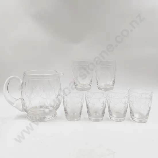 Stuart Crystal Jug & Six Matching Glasses