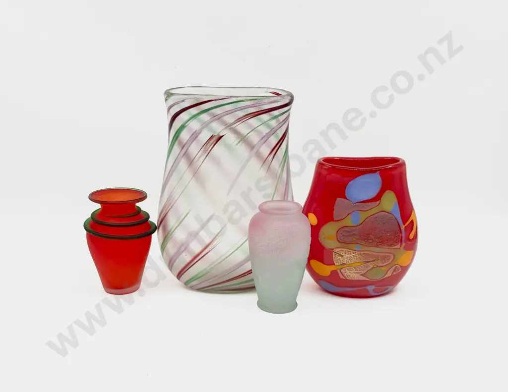 Four Assorted Art Glass Vases Image 1++