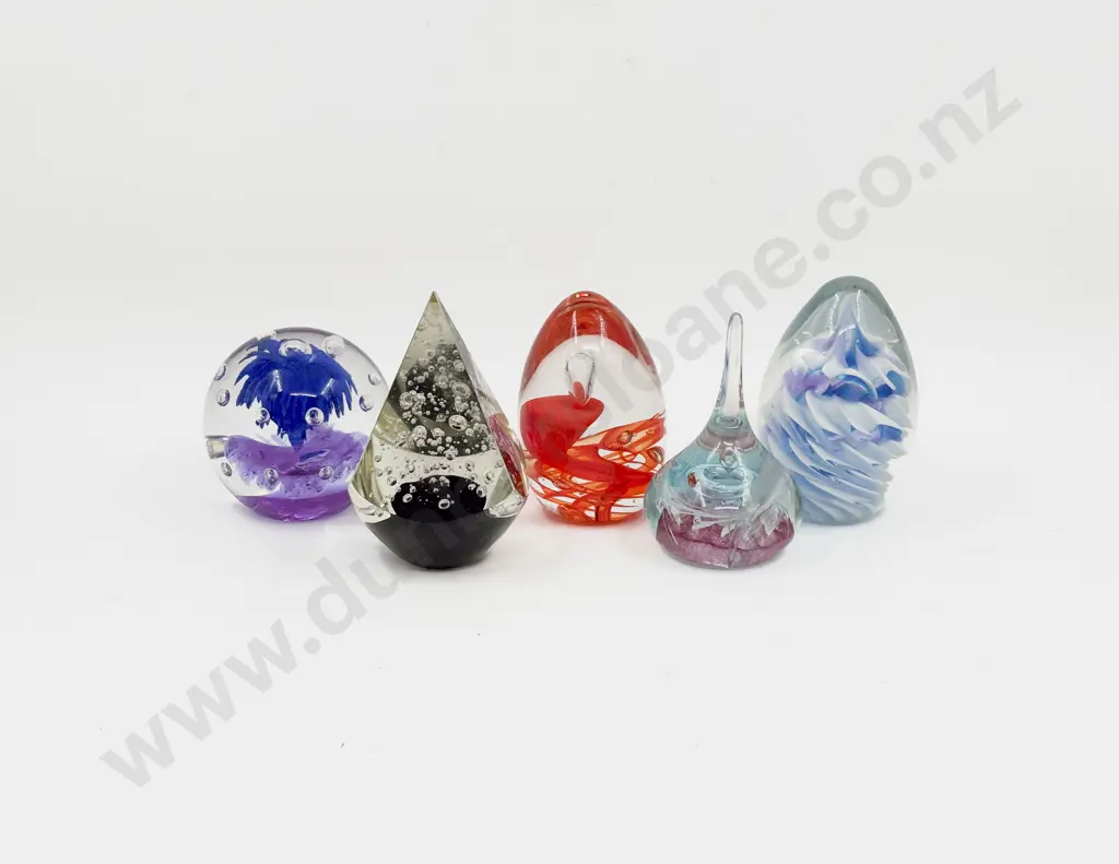 Five Assorted Art Glass Paperweights Image 1++