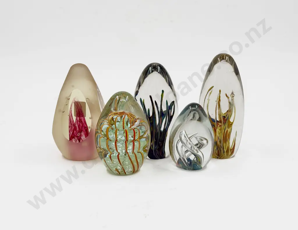 Five Assorted Art Glass Paperweights Image 1++
