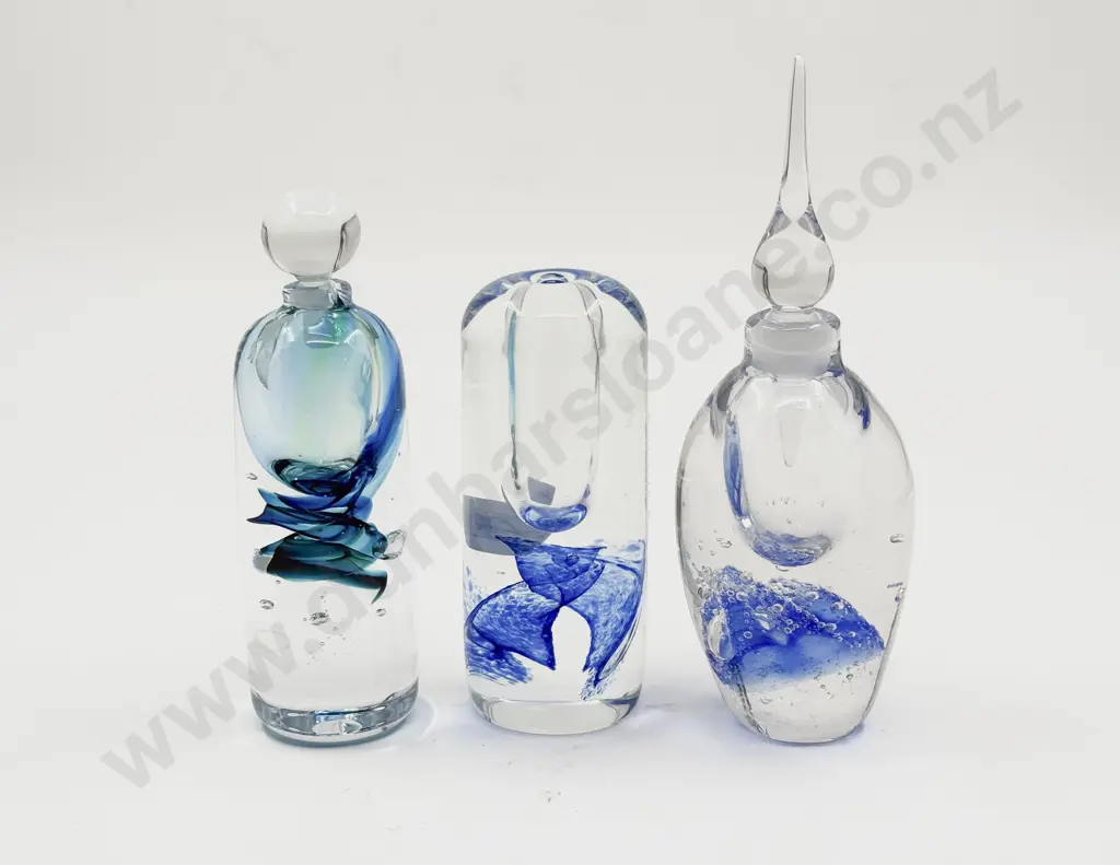 Three Hogland Art Glass Scent Bottles Image 1++