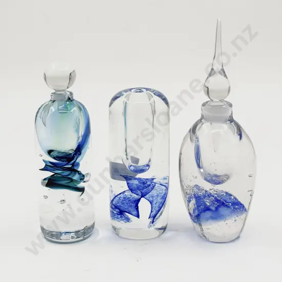 Three Hogland Art Glass Scent Bottles
