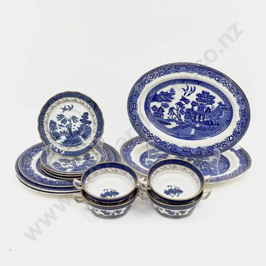 Quantity of "Real Old Willow" Pattern Blue & White China