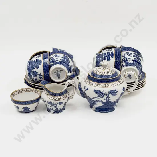Quantity of "Real Old Willow" Pattern Blue & White Tea China