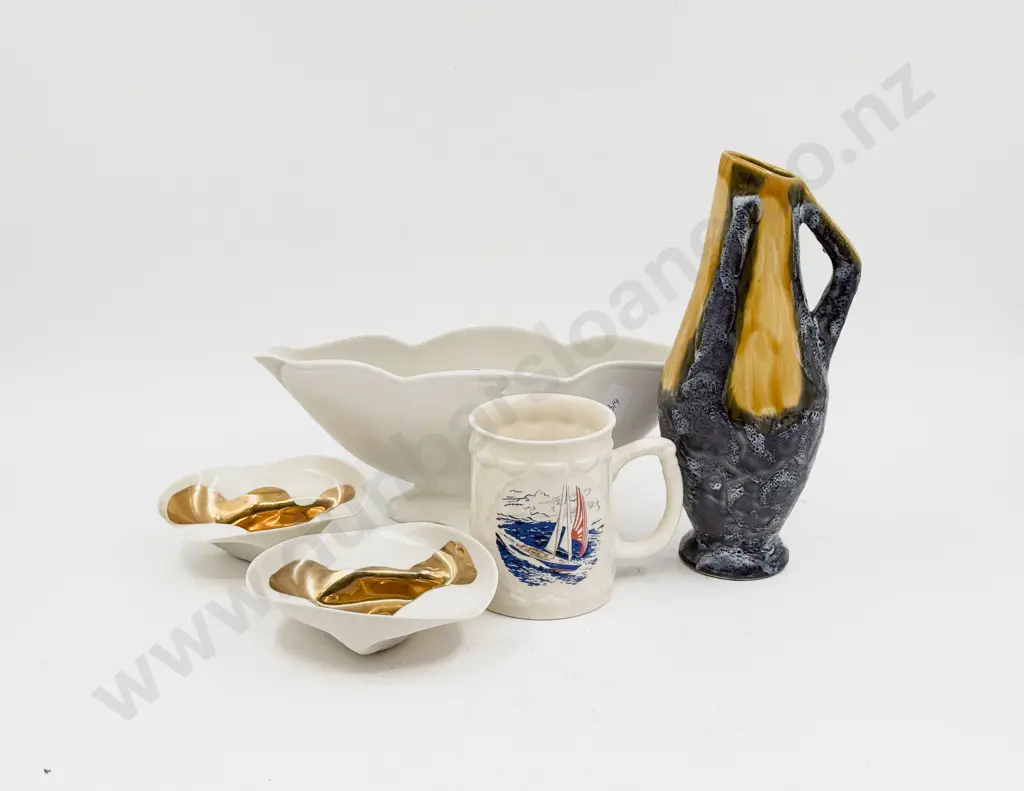 Crown Lynn Sailing Mug (chip) Together with Other Ceramics & Pottery Image 1++