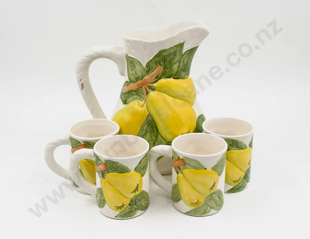 Decorative Lemonade Jug & Four Matching Mugs Image 1++