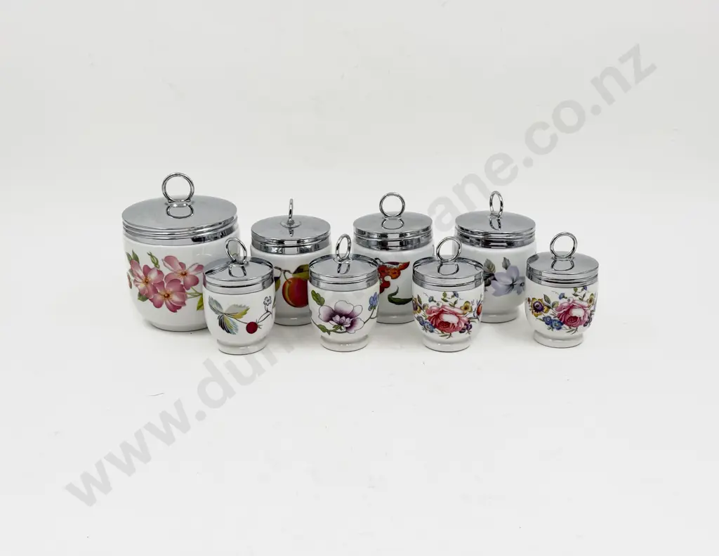 Eight Assorted Royal Worcester Egg Coddlers of Assorted Sizes Image 1++