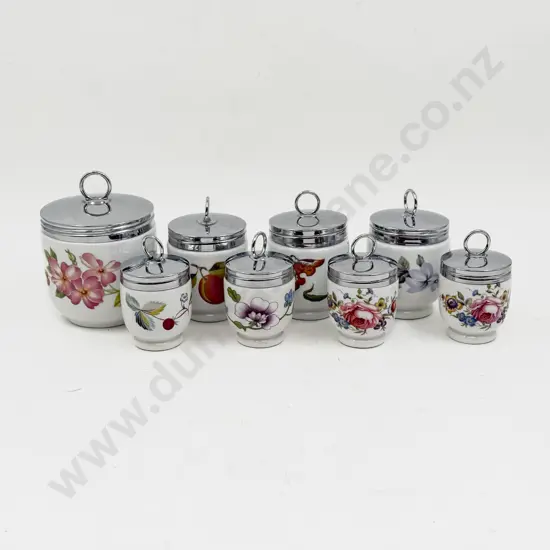 Eight Assorted Royal Worcester Egg Coddlers of Assorted Sizes