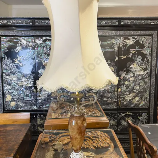 Gilt Metal & Hardstone Table Lamp