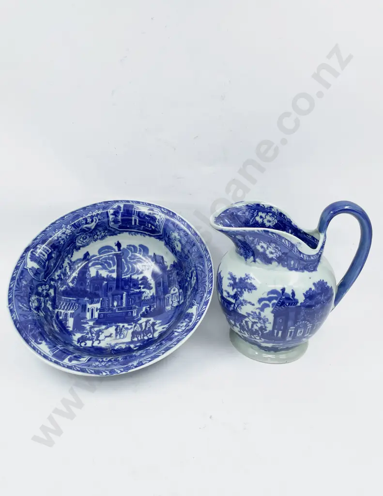Reproduction Blue & White Wash Jug & Basin Image 1++